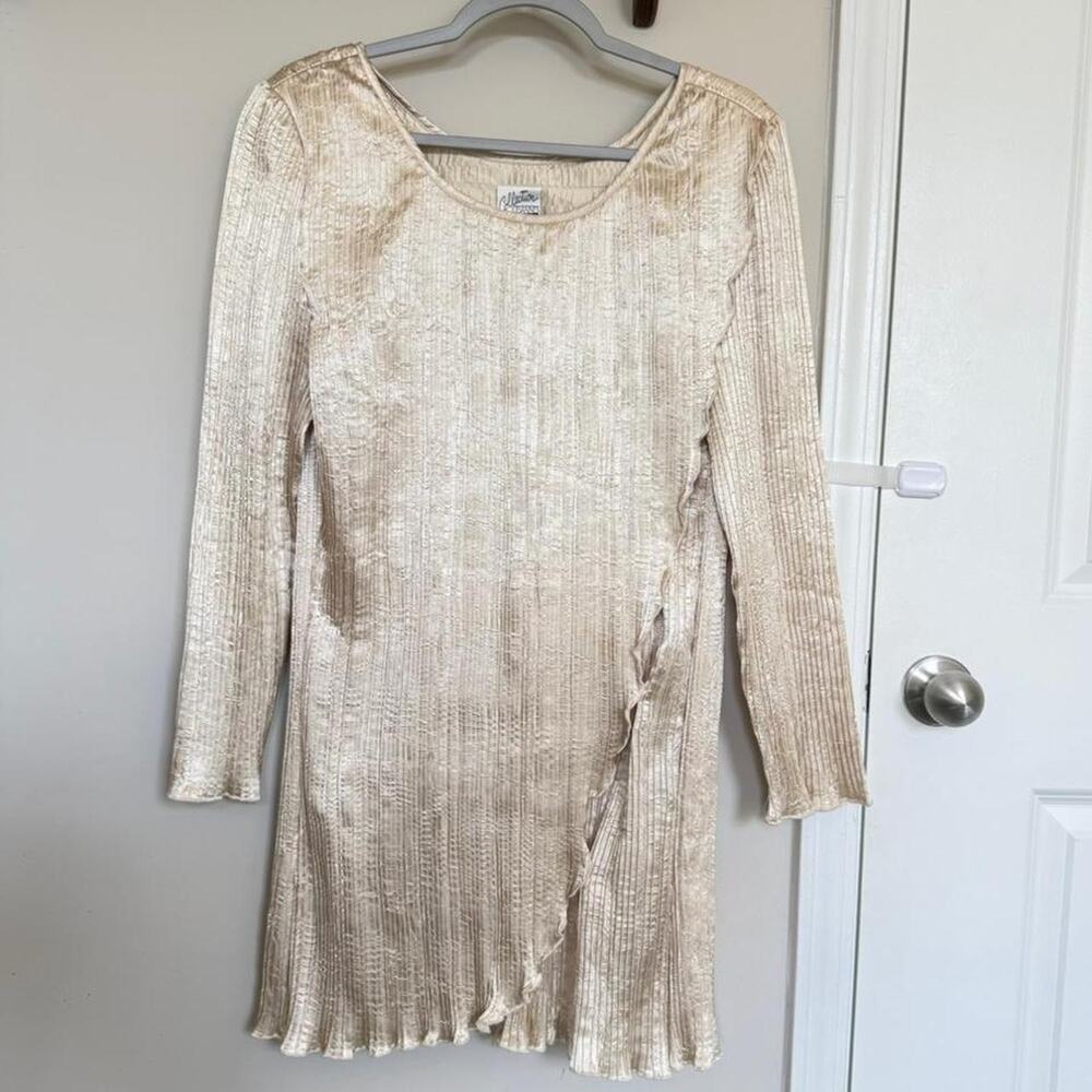 Vintage jeanne marc made in USA accordion gold mini dress, XS